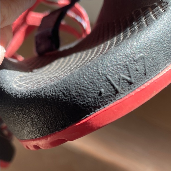 Chaco Black and Orange and Blue Strappy Sandals - Picture 7 of 8